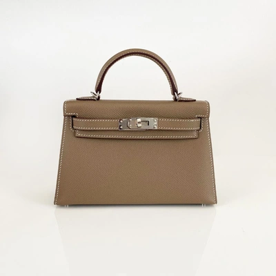 Pre-owned Hermes Hermès Etoupe Epsom Leather Palladium Hardware Mini Kelly Sellier 20 Bag In Default Title