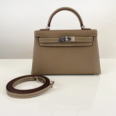 Pre-owned Hermes Hermès Etoupe Epsom Leather Palladium Hardware Mini Kelly Sellier 20 Bag In Default Title