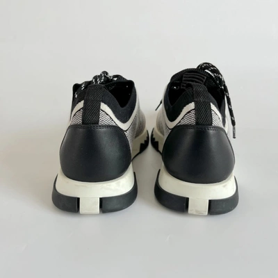 Pre-owned Hermes White/black Knit Fabric And Suede C-addict Sneakers, 39 In Default Title