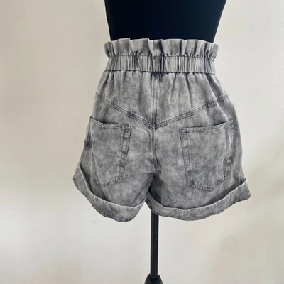 Pre-owned Isabel Marant Gray Idety Ruffled Acid-wash Denim Shirt High Waist Shorts In Default Title