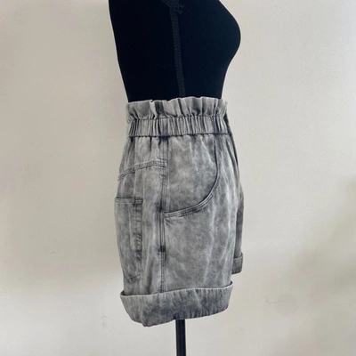 Pre-owned Isabel Marant Gray Idety Ruffled Acid-wash Denim Shirt High Waist Shorts In Default Title