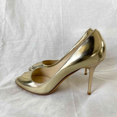 Pre-owned Jimmy Choo Gold Peep Toe Pumps, 37 In Used / 37 / Gold