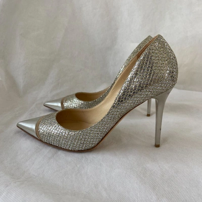 Pre-owned Jimmy Choo Silver Lurex Fabric And Leather Pointed Toe Pumps, 38 In Default Title