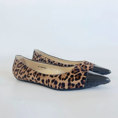 Pre-owned Jimmy Choo Pony Hair Leopard Print Pointed Toe Flats, 40 In Default Title