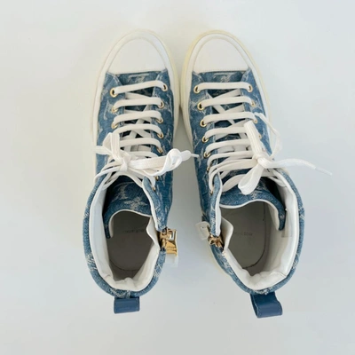 Pre-owned Louis Vuitton Blue Denim Monogram High Top Sneakers, 36 In Default Title