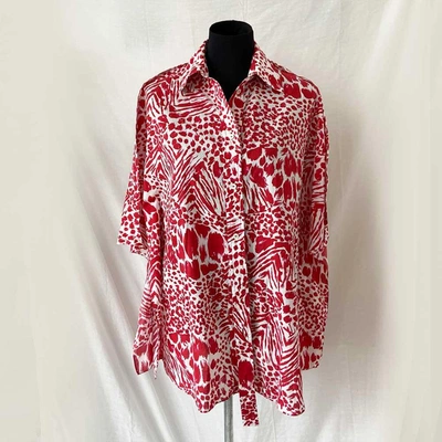 Pre-owned Louis Vuitton Red And White Leopard Print Blouse In Used / Fr36 / Red