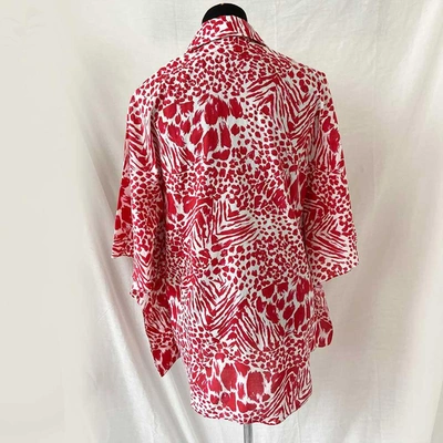 LOUIS VUITTON Pre-owned Red And White Leopard Print Blouse In Used / Fr36 / Red