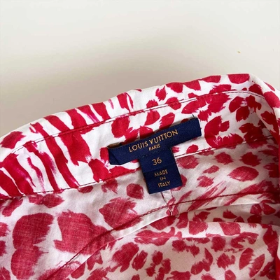 Pre-owned Louis Vuitton Red And White Leopard Print Blouse In Used / Fr36 / Red