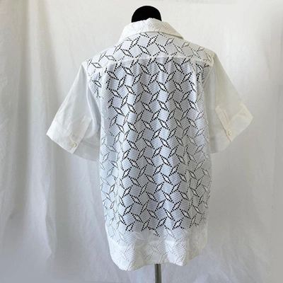 Pre-owned Louis Vuitton White Button Down Eyelet Blouse In Used / 40 / White