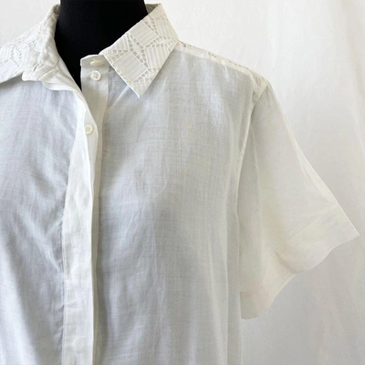 Pre-owned Louis Vuitton White Button Down Eyelet Blouse In Used / 40 / White