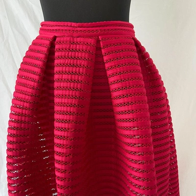 Pre-owned Maje Jam Pleated Open-knit Skirt In Used / 2 / Red
