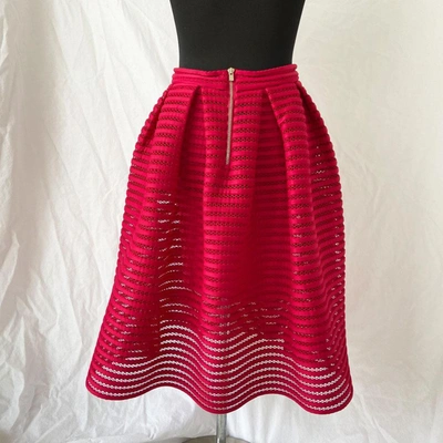 Pre-owned Maje Jam Pleated Open-knit Skirt In Used / 2 / Red