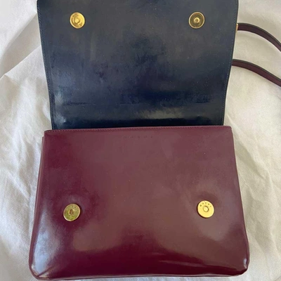 Pre-owned Marni Bicolor Navy Blue And Burgundy Leather Bag With Gold Handle In Used / Small / Burgundy And Blue
