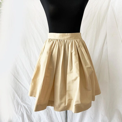 Pre-owned Miu Miu Beige Pleated Mini Skirt In Used / 40 / Beige