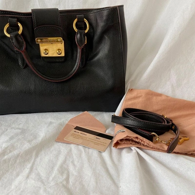 Pre-owned Miu Miu Black Top Handle Leather Bag In Used / Medium / Black