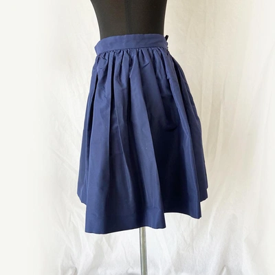 Pre-owned Miu Miu Navy Blue Pleated Mini Skirt In Used / 42 / Blue