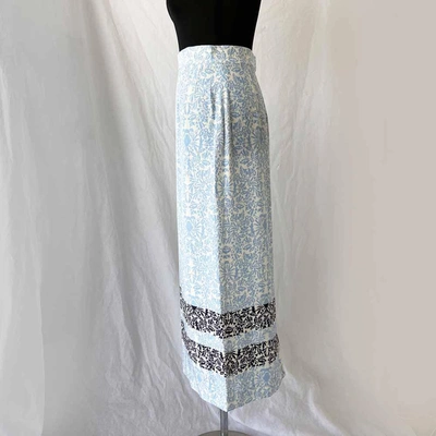 Pre-owned Mother Of Pearl White And Blue Printed Midi Skirt In Used / S / White And Blue