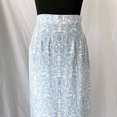 Pre-owned Mother Of Pearl White And Blue Printed Midi Skirt In Used / S / White And Blue