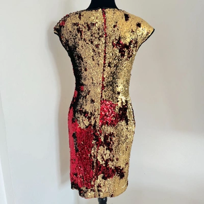 Pre-owned Naeem Khan Gold And Red Sequin Dress In Default Title