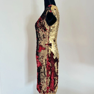 NAEEM KHAN Pre-owned Gold And Red Sequin Dress In Default Title