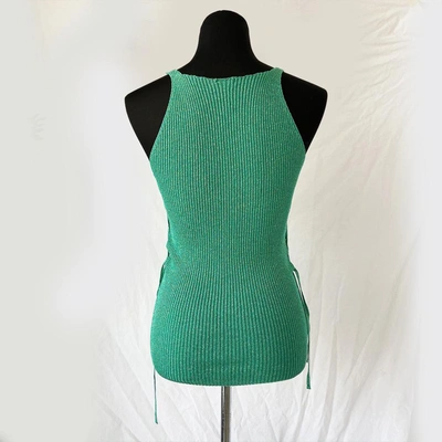 Pre-owned Pinko Green Drawstring Detail Knitted Top In Used / Xs / Green