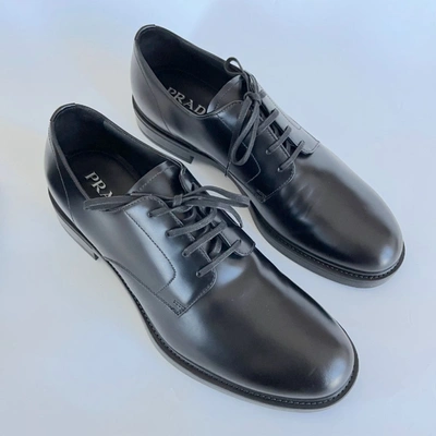 Pre-owned Prada Black Leather Lace Up Derby Oxfords, Uk10.5 In Default Title