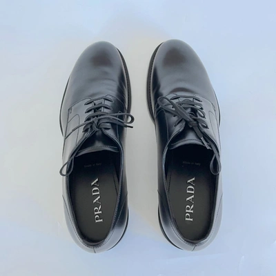 Pre-owned Prada Black Leather Lace Up Derby Oxfords, Uk10.5 In Default Title