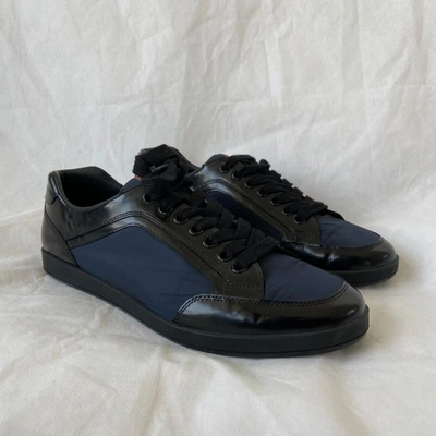 Pre-owned Prada Leather And Nylon Sneakers, 10 In Default Title