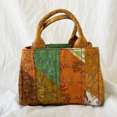 Pre-owned Prada Multicolor Embroidered Fabric Bag In Used / Small / Multicolor