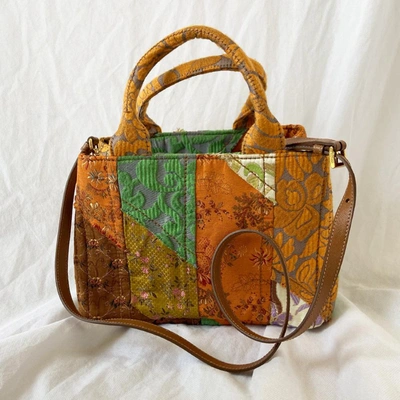 Pre owned Prada Multicolor Embroidered Fabric Bag In Used Small