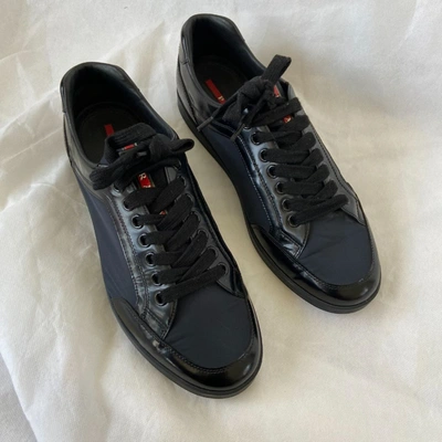 Pre-owned Prada Leather And Nylon Sneakers, 10 In Default Title