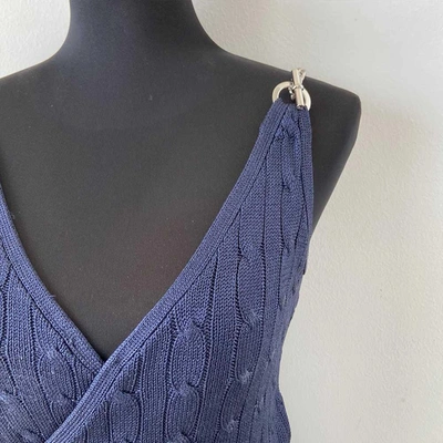 Pre-owned Ralph Lauren Blue Silk Knitted Sleevless Top In Used / M / Blue