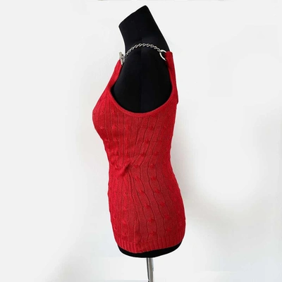 Pre-owned Ralph Lauren Red Knitted Sleevless Top In Used / S / Red
