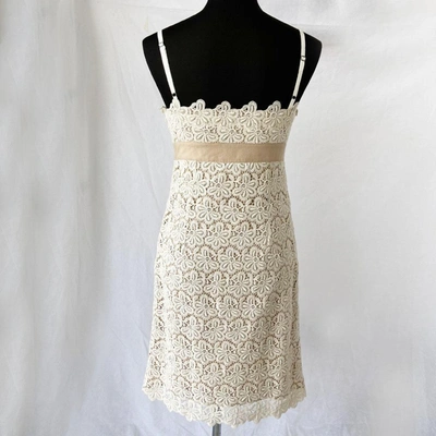 Pre-owned Red Valentino Beige Lace Strappy Dress With Bow In Used / 42 / Beige