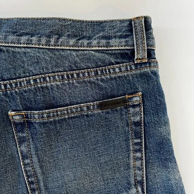 Pre-owned Saint Laurent Distressed Blue Denim Shorts In Default Title