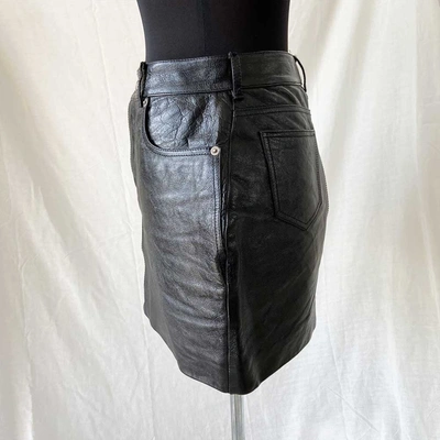 Pre-owned Saint Laurent Leather Mini Skirt In Used / Fr40 / Black