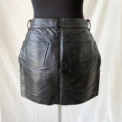 Pre-owned Saint Laurent Leather Mini Skirt In Used / Fr40 / Black