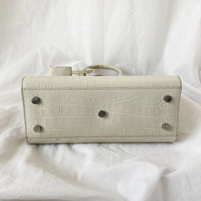 Pre-owned Saint Laurent White Mini Croc Sac De Jour Bag In Used / Mini / White