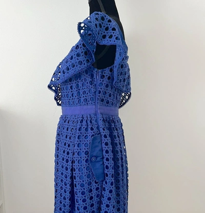 Pre-owned Self-portrait Blue Crochet Dress In Default Title