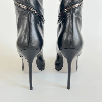 Pre-owned Sergio Rossi Black Leather Knee High Heeled Boots, 38.5 In Default Title