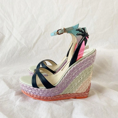 Pre-owned Sophia Webster Leather ‘lucita Malibu' Wedge Sandals, 36 In Used / 36 / Multicolor