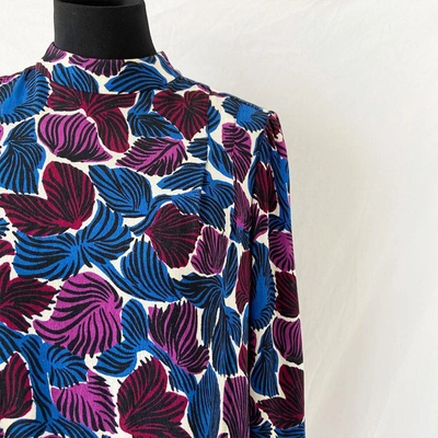 Pre-owned Tara Jarmon Printed Long Sleeve Blouse In Used / 36 / Blue And Purple