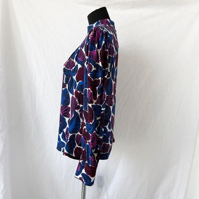 Pre-owned Tara Jarmon Printed Long Sleeve Blouse In Used / 36 / Blue And Purple
