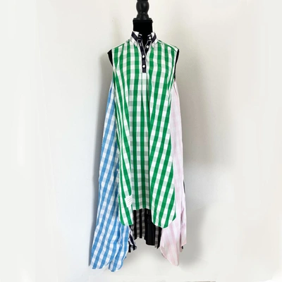 Pre-owned Thom Browne Mixed Check-print Sleeveless Shirtdress In Default Title
