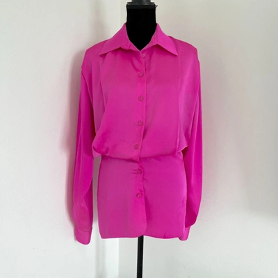 Pre-owned Attico The  Pink Button Down Silky Shirt Dress In Default Title