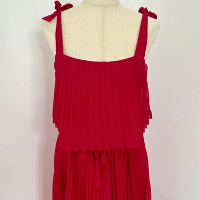 Pre-owned Tara Jarmon Red Pleated Maxi Dress With Tie Up Straps In Default Title