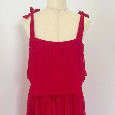 Pre-owned Tara Jarmon Red Pleated Maxi Dress With Tie Up Straps In Default Title