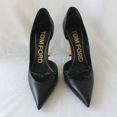 Pre-owned Tom Ford Black Leather Half D'orsay Pumps, 38.5 In Default Title