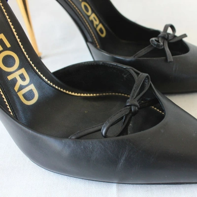Pre-owned Tom Ford Black Leather Half D'orsay Pumps, 38.5 In Default Title