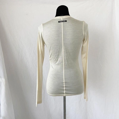 Pre-owned Tom Ford Off-white V Neck Button Detail Top In Used / 38 / White